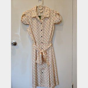 Kate Spade Silk Cigarette Lips Print Shirt Dress with tags